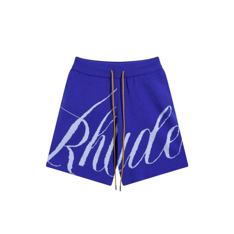 American Streetwear RHUDE Letter Knit Shorts Loose Fit Casual Hip Hop Style