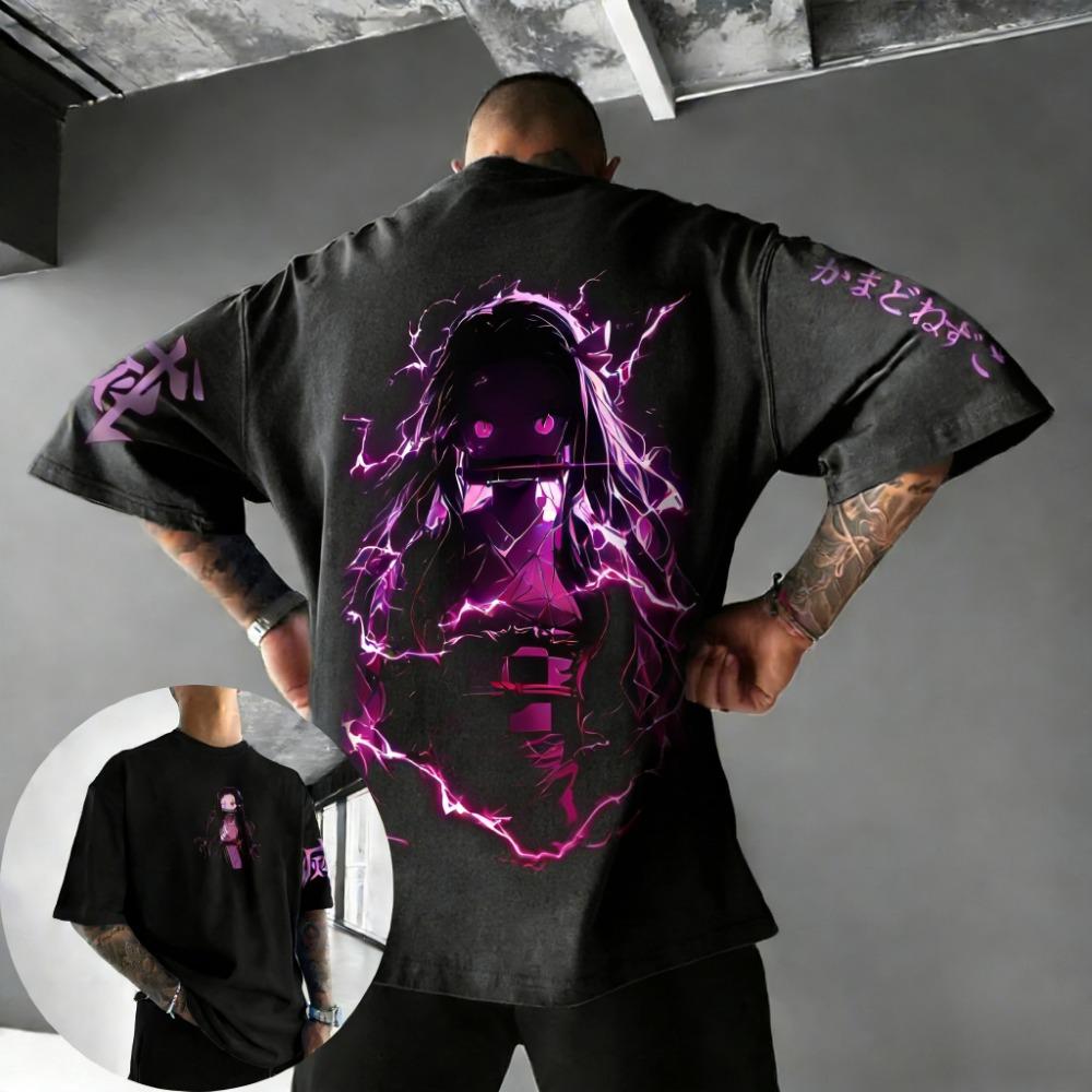 Men s and women s summer T-shirts anime casual loose top 2XS