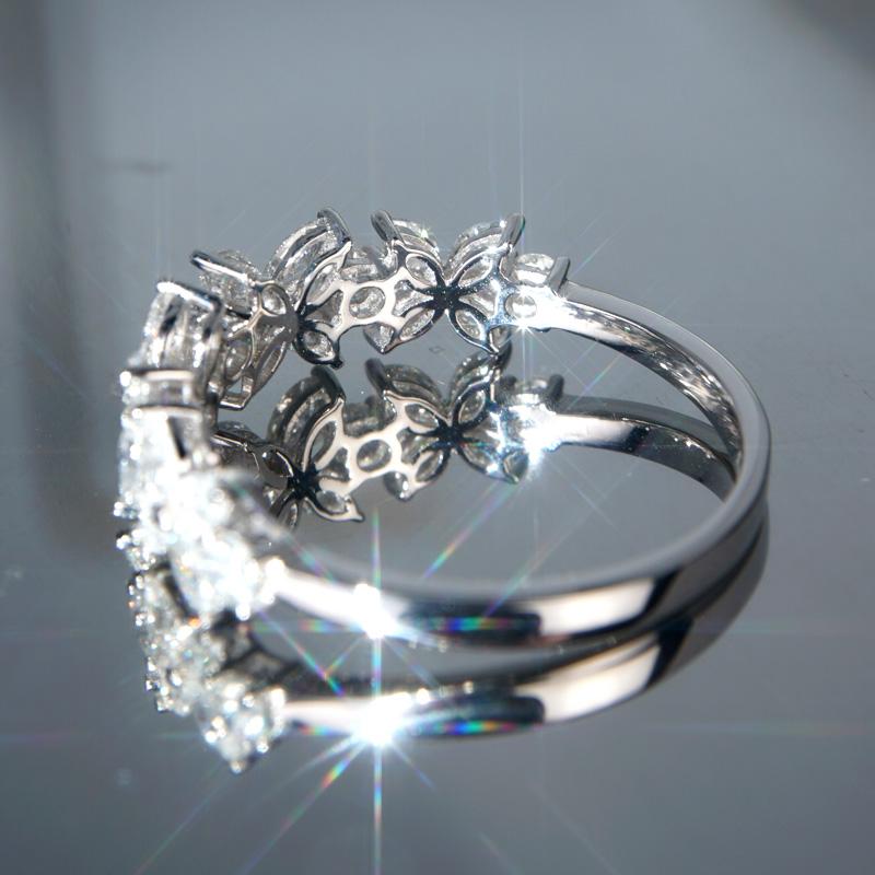 Romantic Flower Design Bridal Wedding Rings AAA White CZ Stone Luxury Accessories for Women Statement Jewelry Wholesale