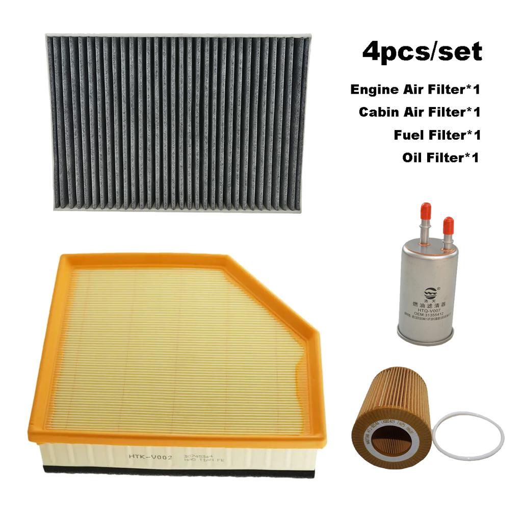 4pcs Filter Set For VOLVO S60 AWD 3.0T T6 2011-2018/S80 V60 XC60 2008 Accessories Cabin Air Fuel Gas Oil Filter Spare Parts