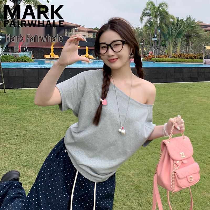 MARK FAIRWHALE Women s Off-the-Shoulder Short Sleeve T-Shirt S серый