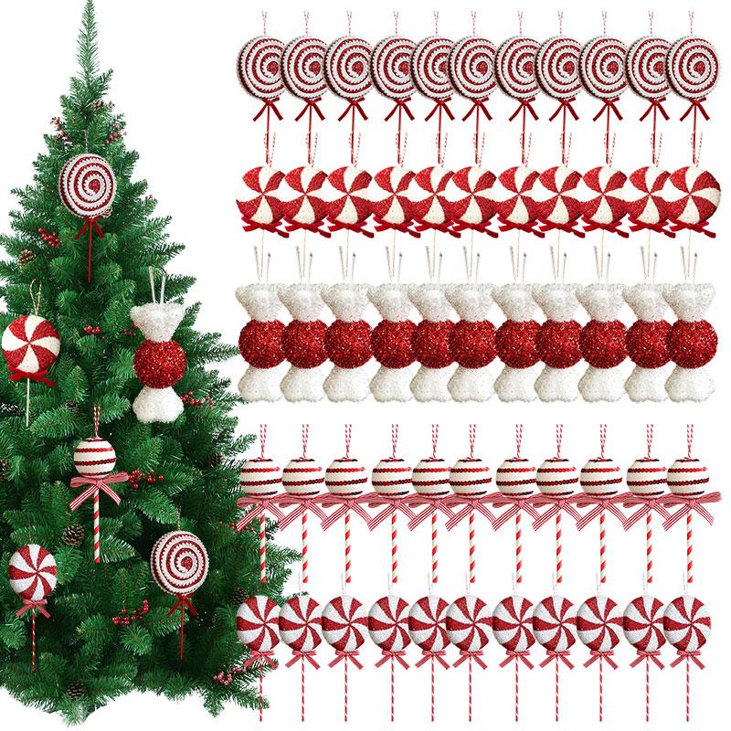 Christmas Candy Crutch Lollipop Party Decoration Christmas Ball Hanging Pendant Ornament Red White Candy Lollipop Cane Decors