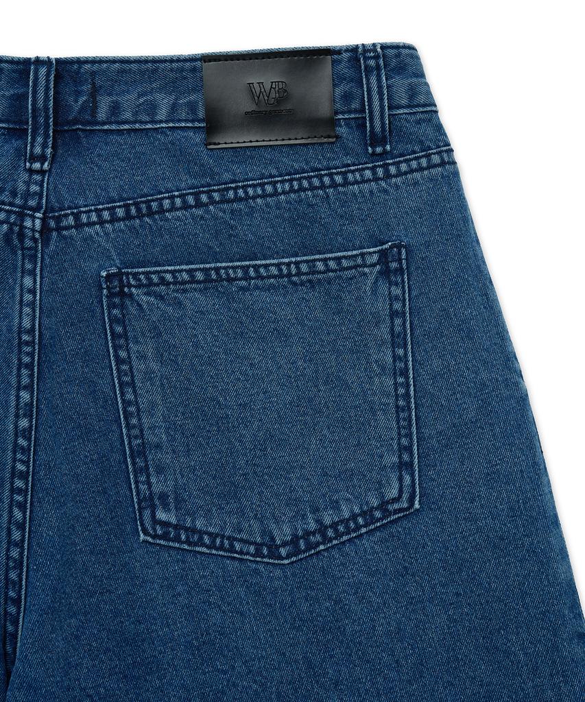WEST GRAND BOULEVARD Pure Washed Two-Tuck Denim Shorts Deep Blue