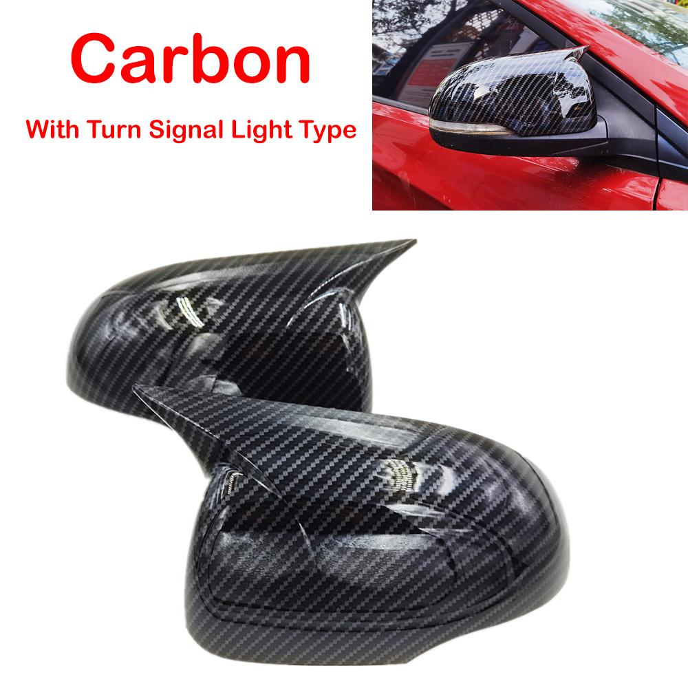 For Hyundai I20 2008-2014 Car Rearview Side Mirror Cover Wing Cap Sticker Exterior Door Rear View Case Trim Carbon Fiber Look