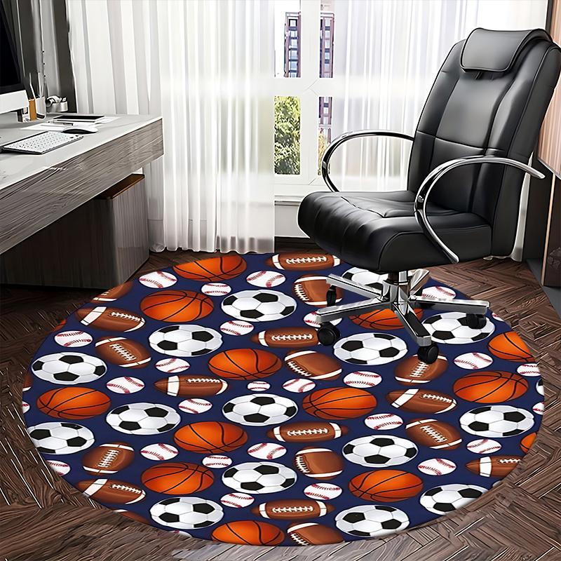 Sportball Bürostuhlmatte, Fußball, Basketball, Football Muster Teppich für Wohnkultur, Büroteppich, Wohnzimmer, Schlafzimmer Geschenk1118058a