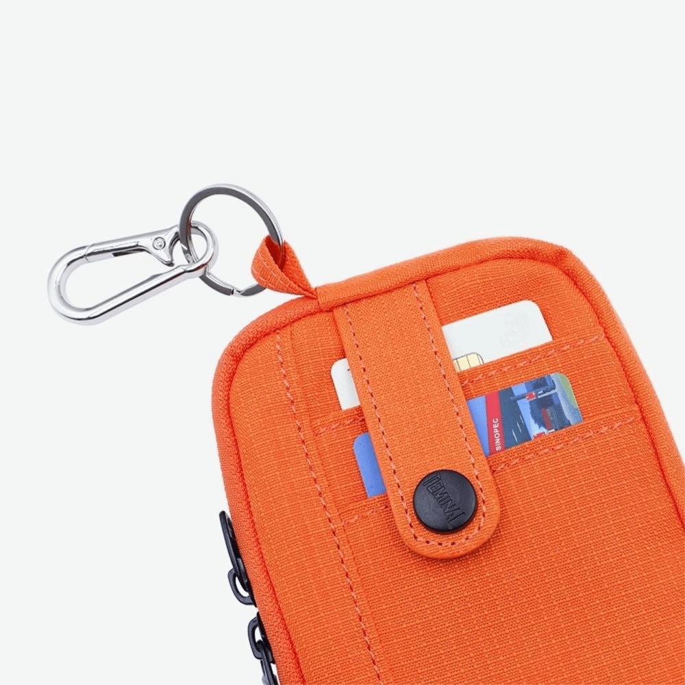 Portable Canvas Earphone Bag Square with Hanging Hook Mini Storage Bag Solid Color Ultralight Travel Coin Purse
