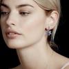 1 Pair Hoop Earrings Cubic Zirconia Clear Faux Stone Geometric Bright Luster Fine Polishing