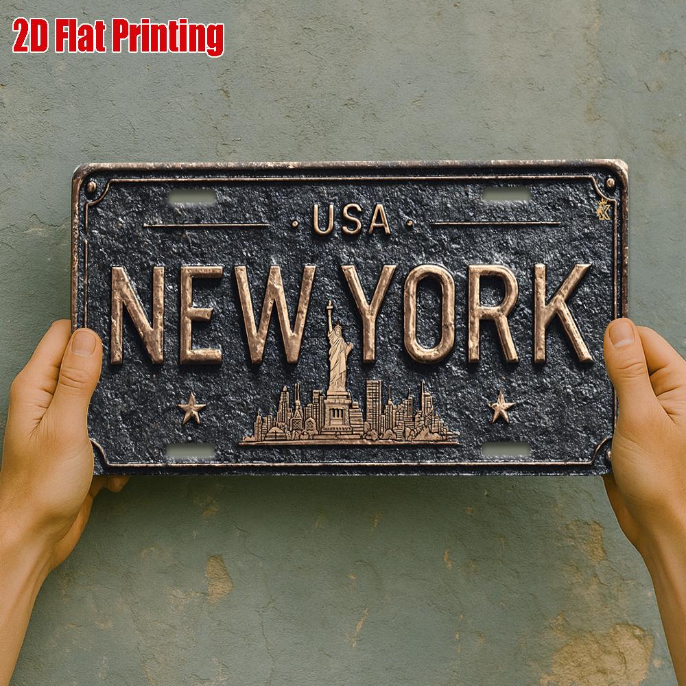 Vintage New York Cityscape Aluminum Sign X Inch Retro Urban Skyline Metal Plaque American Travel Office Decor