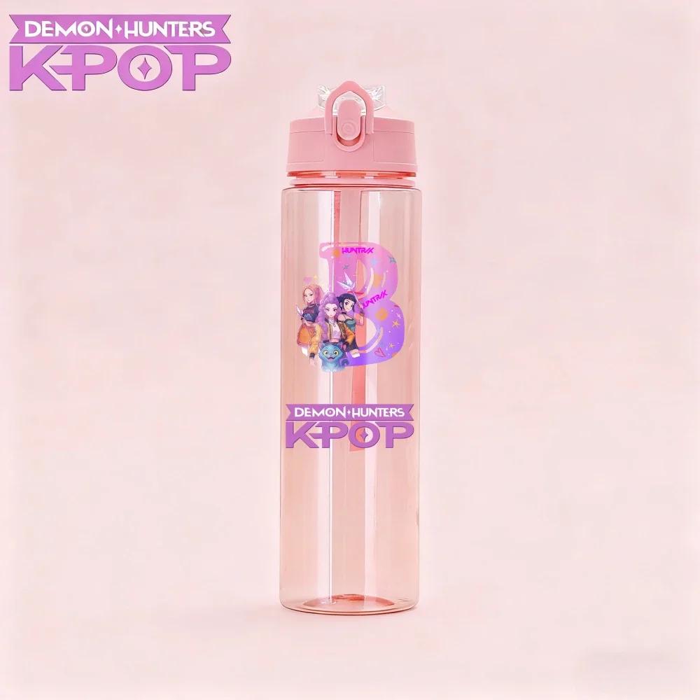 800ML Najnowsza KPop Łowcy Demonów Bidon dla Dzieci Uroczy Kreskówkowy Przenośny Plastikowy Kubek Sportowy zaprojektowany dla Dziewczynek Dzieci Prezent z Datą Urodzenia