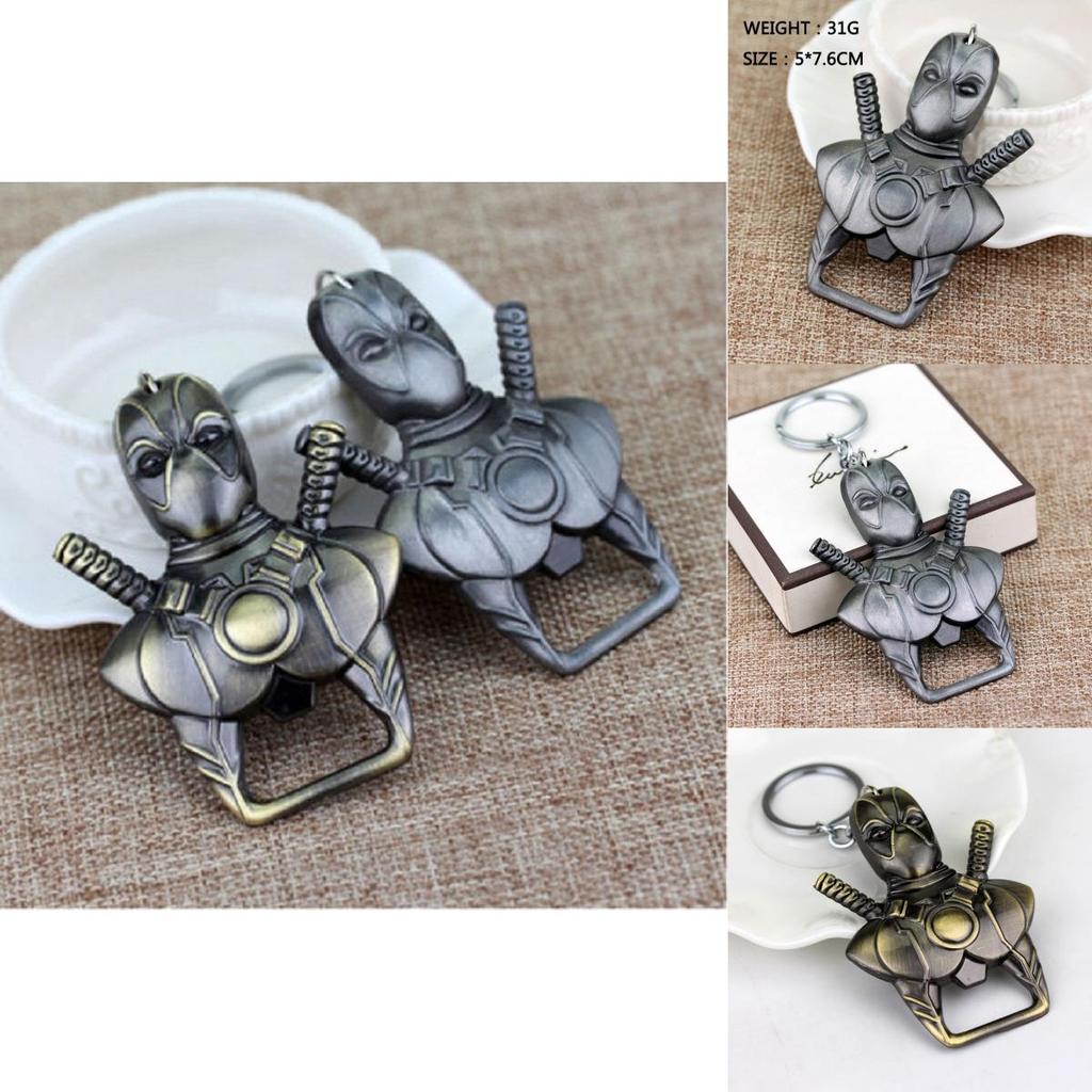 Silver Marvel Bronze Comics Deadpool Logo Metal Bottle Opener Keyring Keychain
