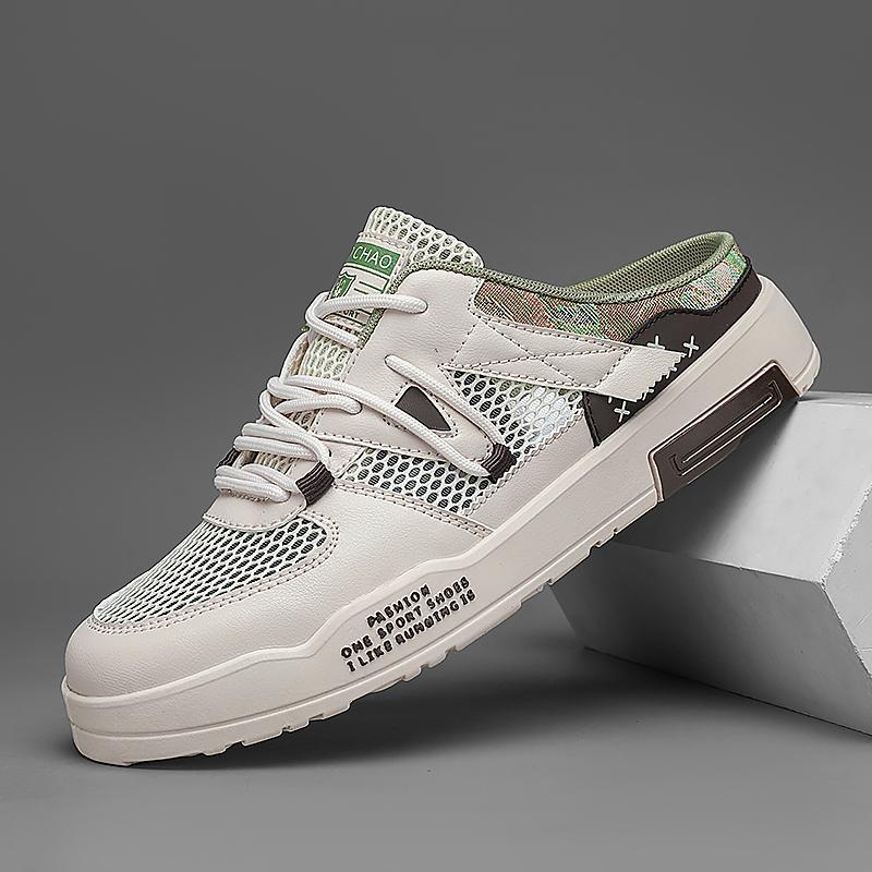 

Large size Mesh Closed Toe Half Shoes For Men Mules Flat Board Shoes Backless Loafers Slippers Man Slides Semi-Drag Casual Shoes 39