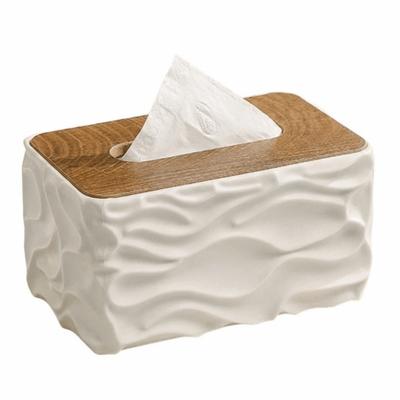 Elegant Tissue Storage Box Ripple Design Minimalist Light Luxury Napkin Holder Large Capacity Anti-slip