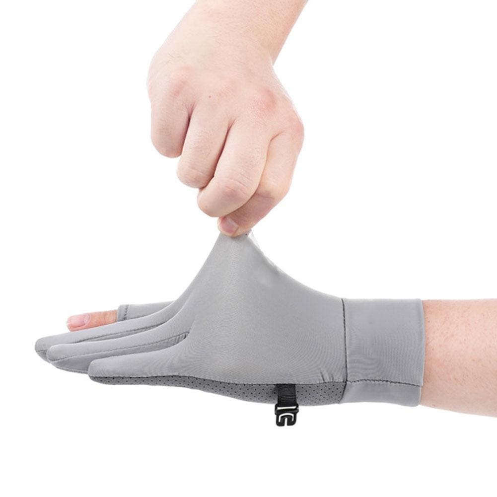 1 Pair Ice Silk Motorcycle Sunscreen Gloves Exposed-two-fingers Anti-uv Breathable Sweat-absorbing Light Outdoor Fishing Gloves