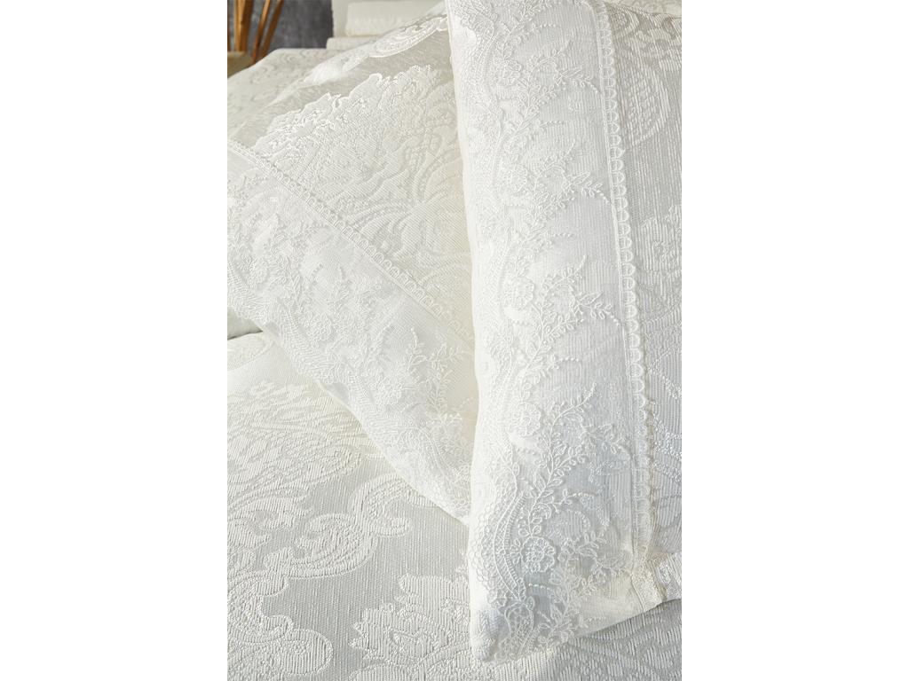 Elani New Season Special Edition Комплект підодіяльників із синелі, 3 шт. Покривало 250x250 Наволочка 50x70 2 шт. Бавовняно-атласна тканина з французьким мереживом