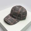 Autumn and Winter Men Women New Versatile Stripe British Baseball Caps Check Fashion Cotton Warm Soft Houndstooth Retro