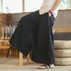 Men's Wide-Leg Ice Silk Culottes - Chinese Style Hanfu Tang Suit Meditation Skirt Pants