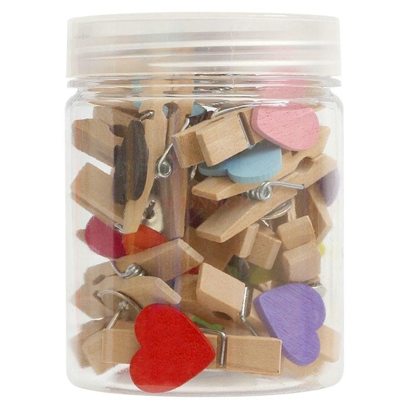 20pcs Love wood clip, push pin, colorful creative cork message board decoration, photo wall fixing nail