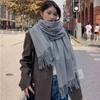 Cashmere Scarf Women's Winter Warm Tassel Shawl Scarf Autumn and Winter Solid Gray Wool Scarf Men's Scarf