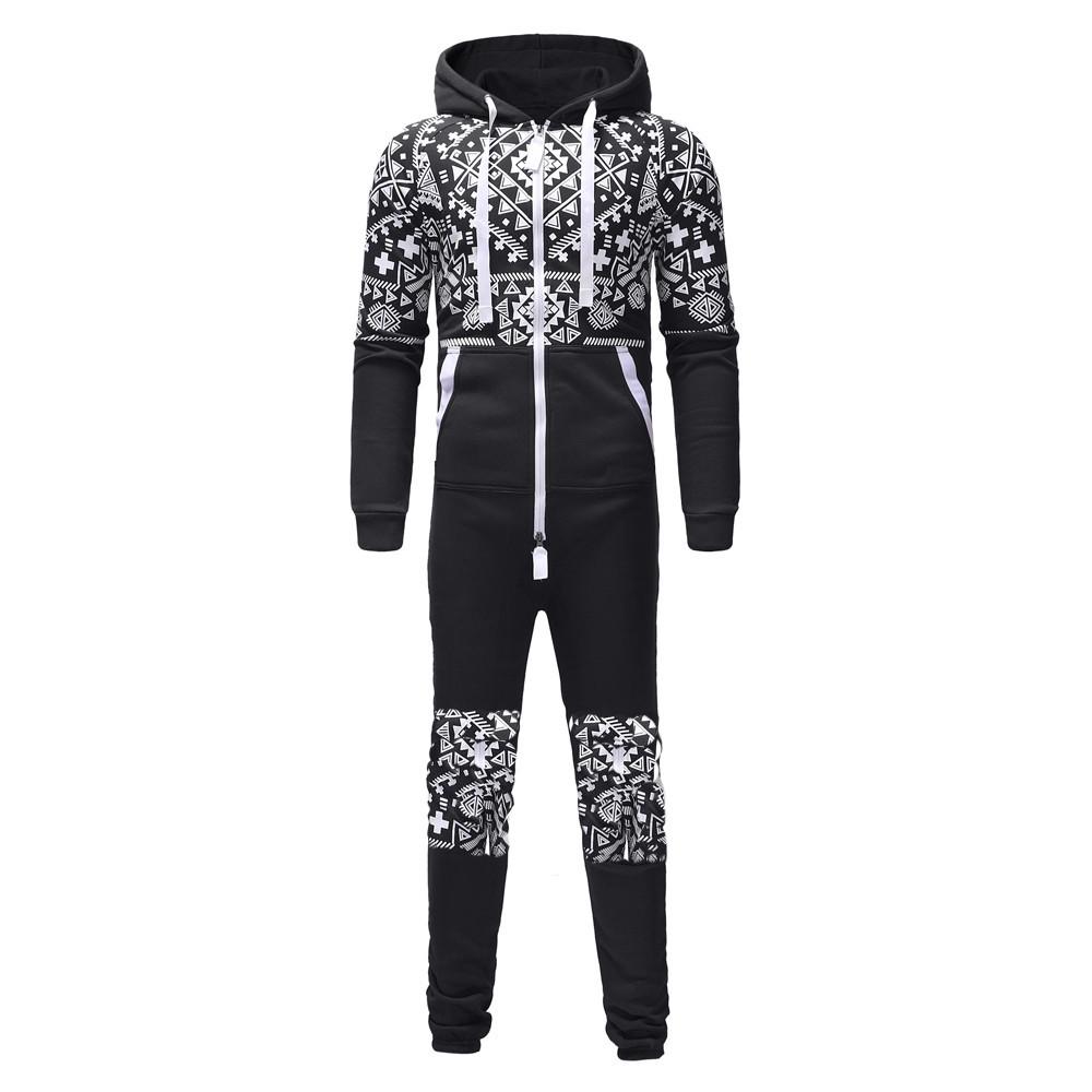 Pánská Zimní Ležérní Mikina Potisk Vánoce Zip Potisk Kombinéza