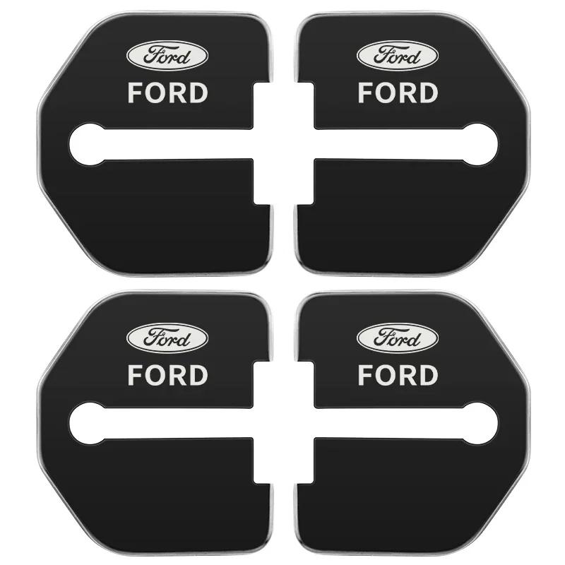 Autosticker 2026 Ford 4-delige set deurslotdecoratie beschermhoes embleemhouder voor Ford Kuga Territory Focus RS Escort Fiesta Mond