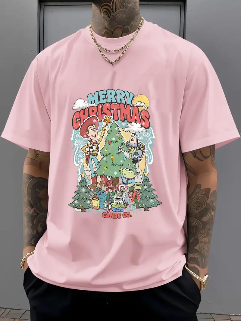 

ed Trend Casual Toy Story Christmas Unisexs TShirtRound Neck Short Sleeve Casual Top with Buz Lightyear and Woody Print S