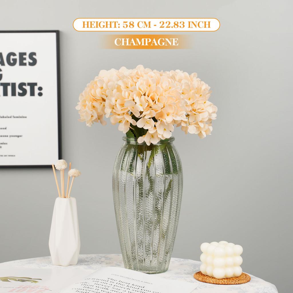 58cm Heads Hydrangea Bouquet Silk Artificial Flowers for Party Wedding Living Room Home Decoration Accessories