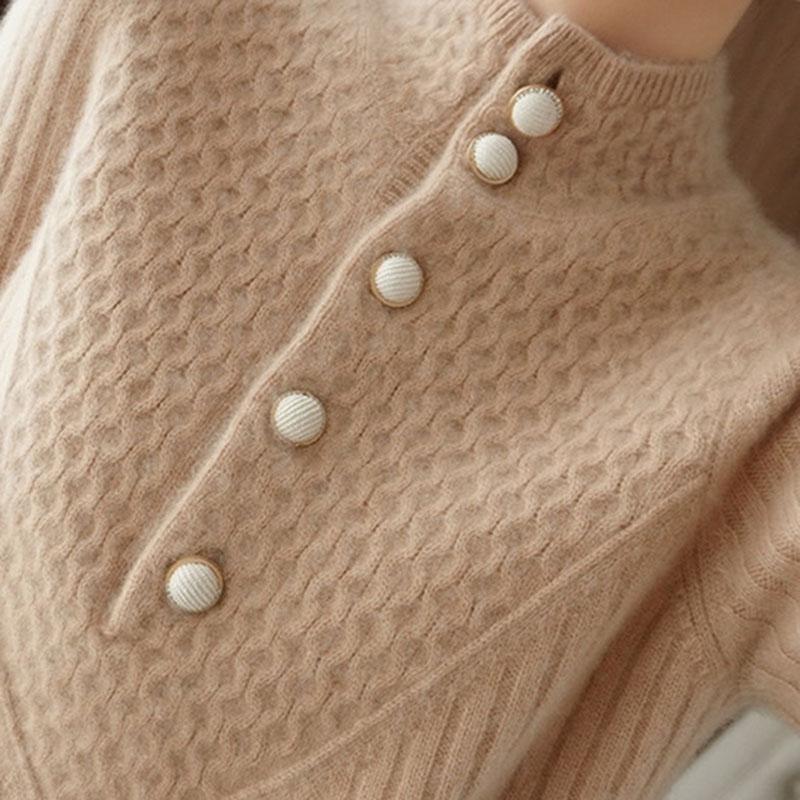 Women's Autumn and Winter Sweater, Thickened , Warm Knitted Stretchy Long-Sleeve Oversized Top