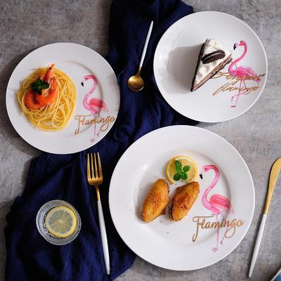 New Creative Flamingo English Plate Tableware Ceramic Plate Steak Plate Breakfast Plate