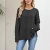 Ladies Autumn Winter Long Sleeve Round Collar Solid Color Pullover Warm Knitted Sweater Knitwear Top