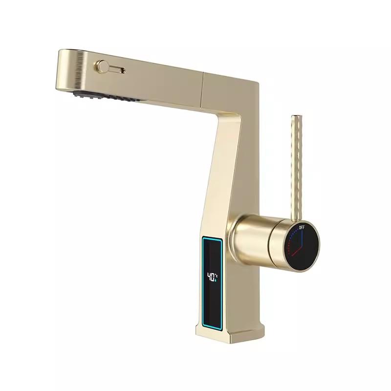 Brushed Gold Bathroom Faucet with shower Head Basin Faucet Black sink tap Hot and Cold Chrome Grey Basin Tap Brass Material