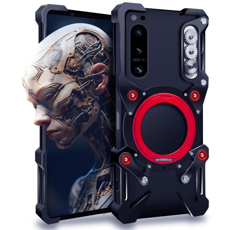 

Металевий чохол для телефону з порожнистою задньою панеллю та обертовим кронштейном, зі шнурком For Sony Xperia 5 IV чорний