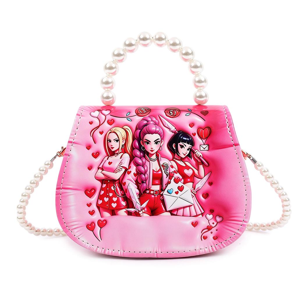 Children's Small Purse Kpop Style Coin Bag Anime Inspired Design Pearl Handle Crossbody Bag for Kids