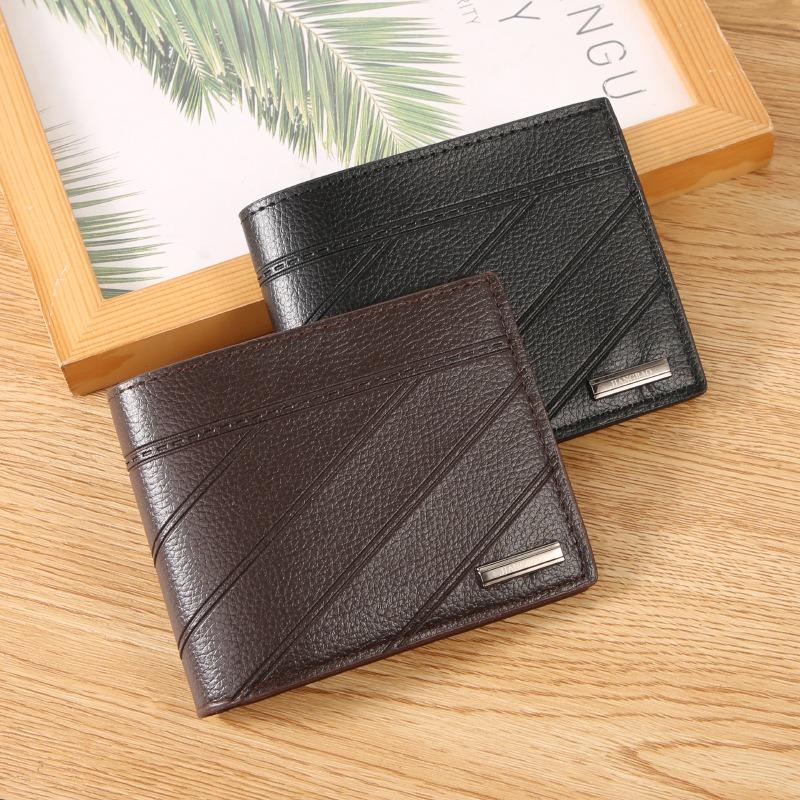 Men's Wallet Short Casual Fashion Simple Thin Leather Clip Blue Large Capacity Men's Wallet Card Bag Change Bag
