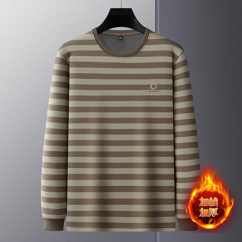 Crew Neck Yarn-Dyed Striped Men s T-Shirt Fashion Casual Embroidered Wrinkle-Resistant Stripedt M