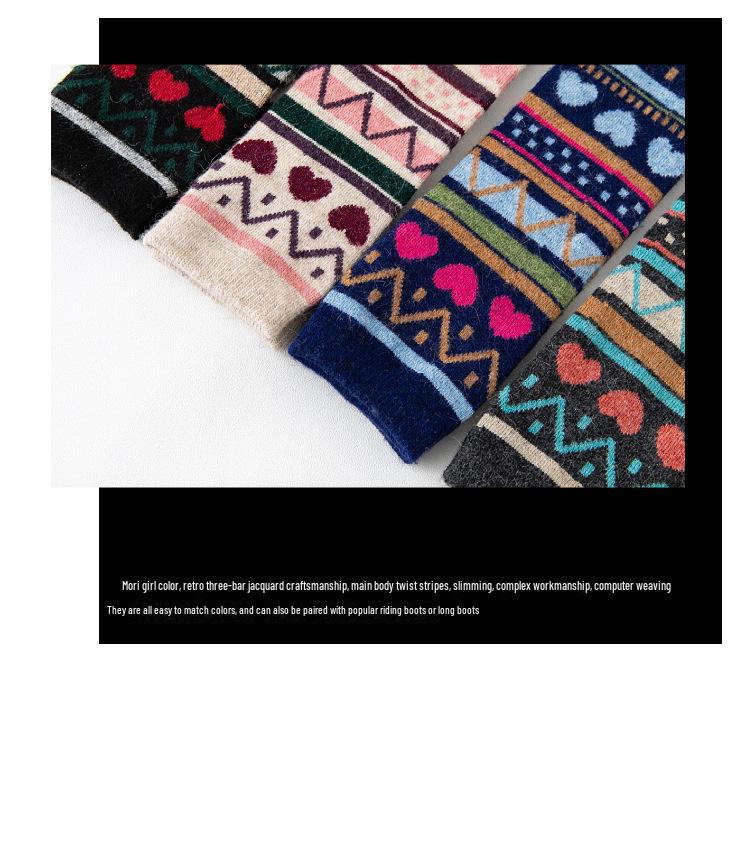 Chaussettes chaudes en laine pour femmes japonaises, longueur genou, pour l'automne et l'hiver