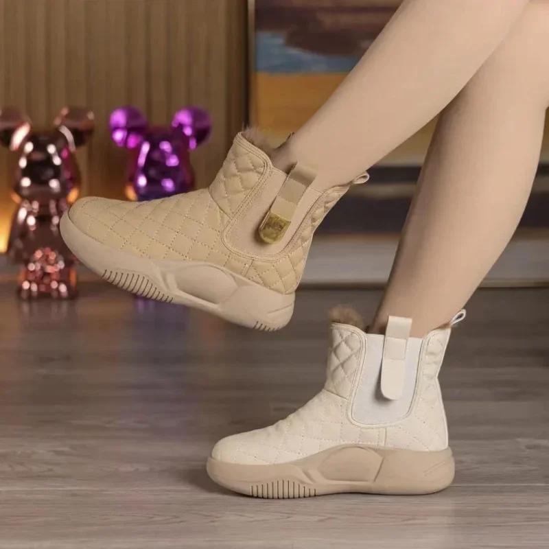 Fashion Women's Booties Snow Boots Plus Warm Comfrtable Ankle Shoes for Woman Plush Demi-season Comfortable and Elegant Sale Goth Pu Y2k