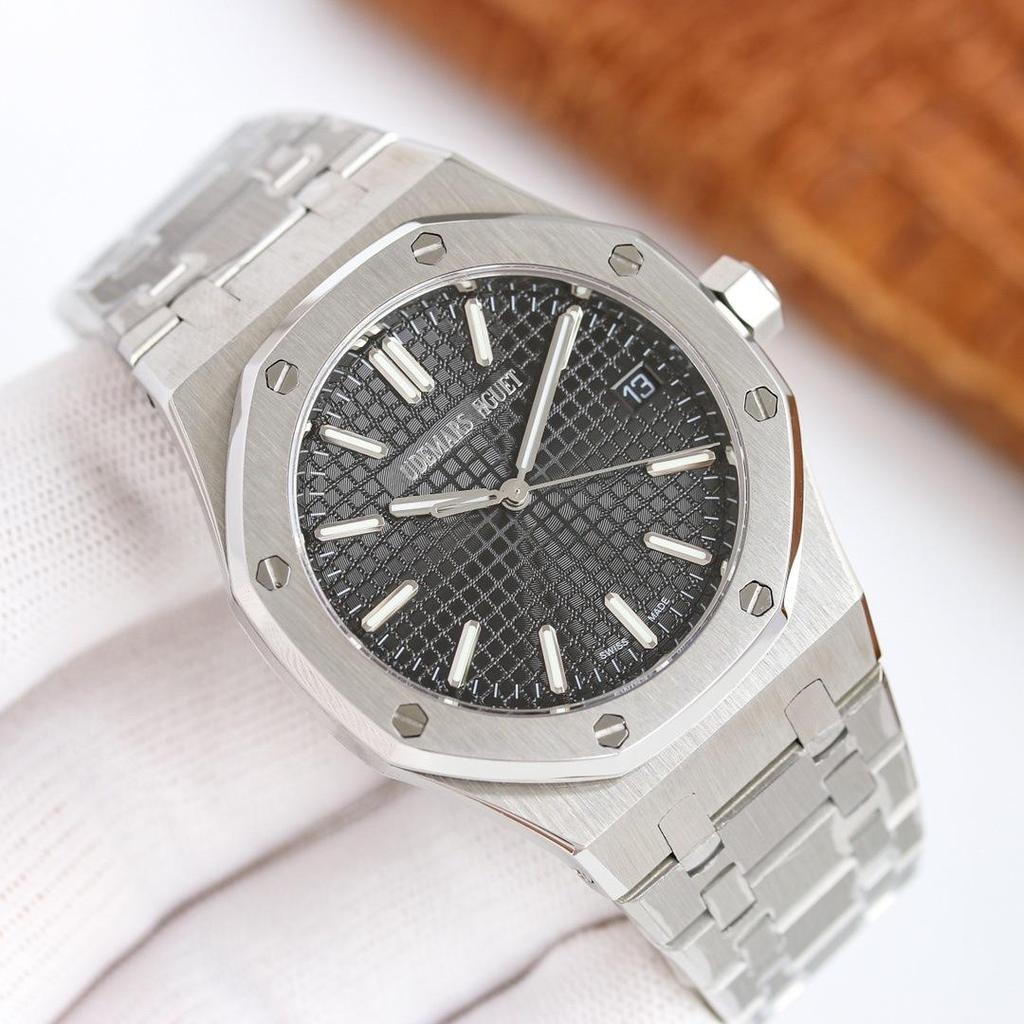 AP Royal Oak Automatik Leuchtende Herren-Stahl-Armbanduhr mit Sichtboden