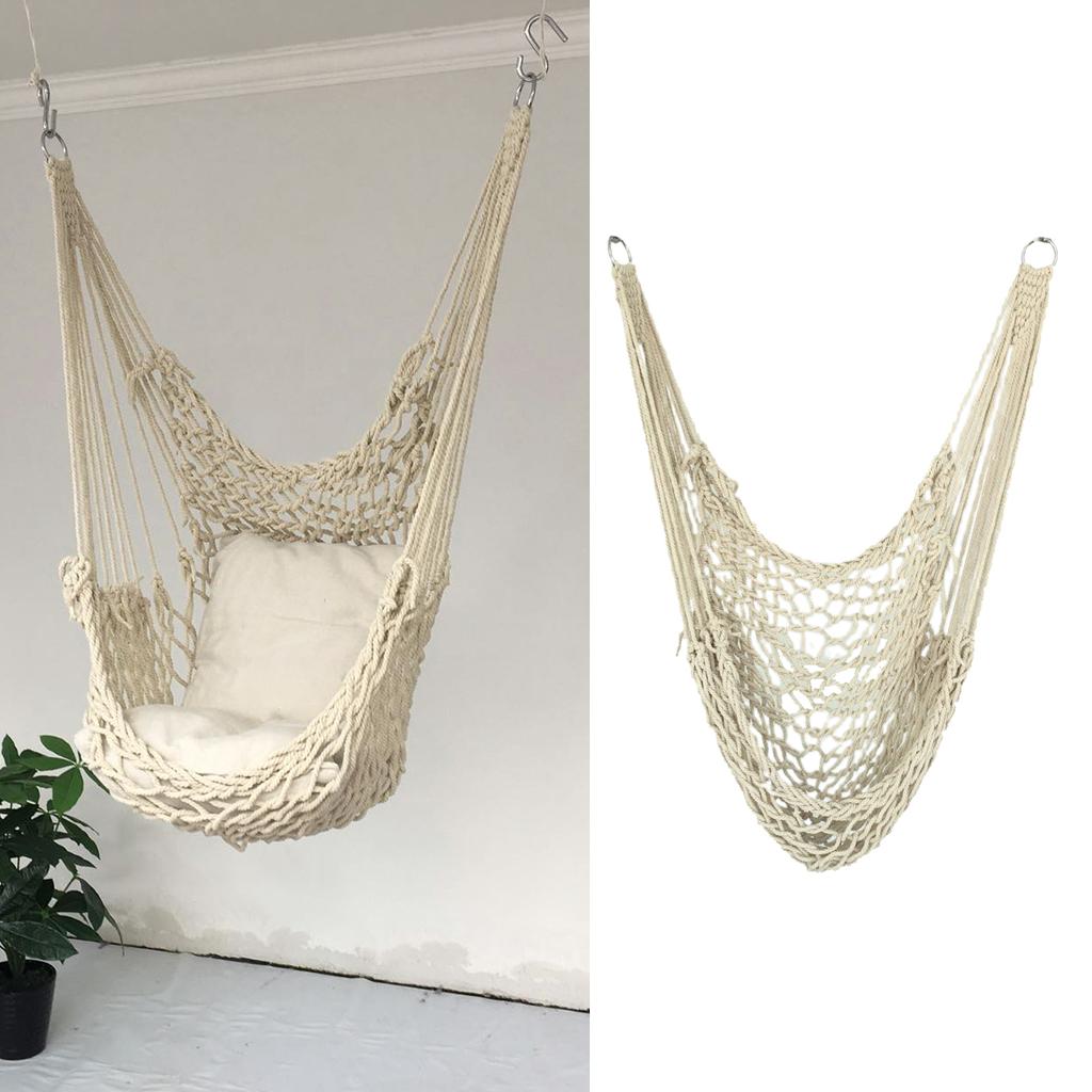 Outdoor Garden Hammock Chair Portable Cotton Rope Swing Mesh Net Hammock Sling for Patio Camping