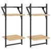 VidaXL Wall Shelves 2-Tier with Bars 2 Pcs Sonoma Oak 836254