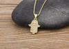 Women Men Hot Sale Hamsa Hand Necklace Gold Color AAA Zircon Evil Eye Pendant & Chain Hip Hop Turkish Lucky Jewelry Gifts