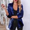 Mini Blazer New Commute Style Open-Collar Long Sleeve Sequined Casual Blazer Jacket for Women