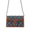 Dionysus Tigerkopf Schnalle Logo Denim Und Leder Kette Schultertasche Damen Schultertasche Grau-Blau Braun 476432-2KQFN-4483