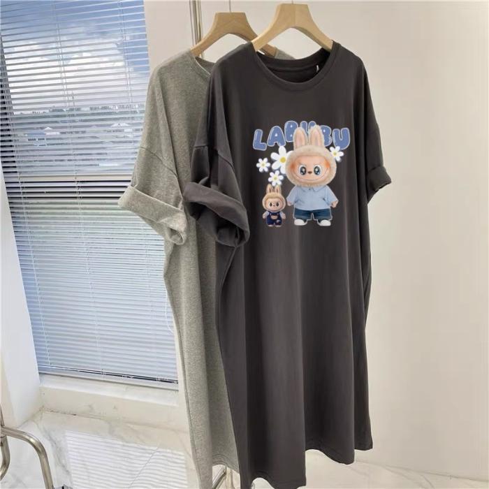 

Летняя новая футболка, юбка, женское длинное платье большого размера, свободная ночная рубашка до колена 4XL