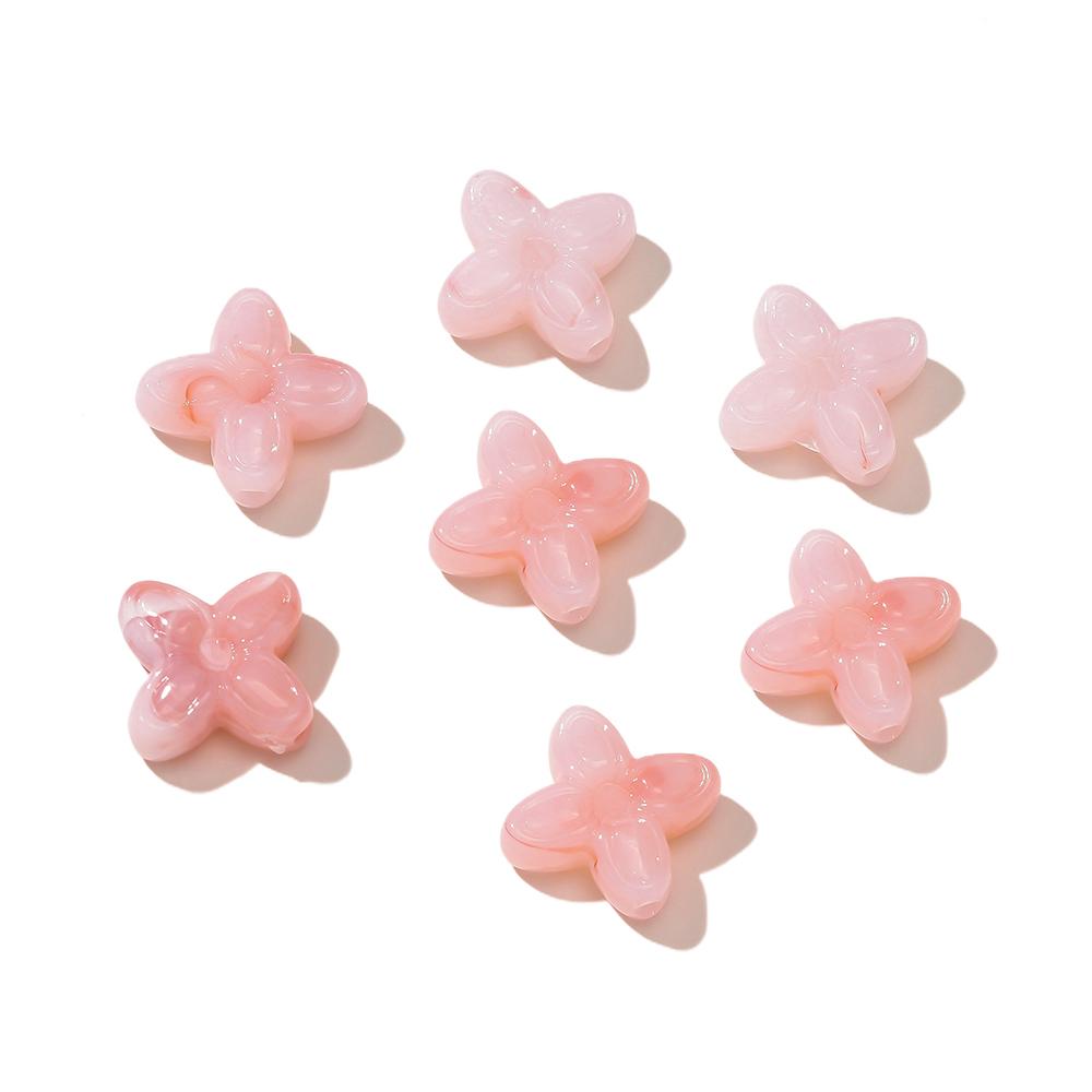10pcs/Lots Colored Acrylic Flower Shaped Beads Spacer Loose Beads for DIY Necklace Bracelet Phone Chain Jewelry Making Supplies