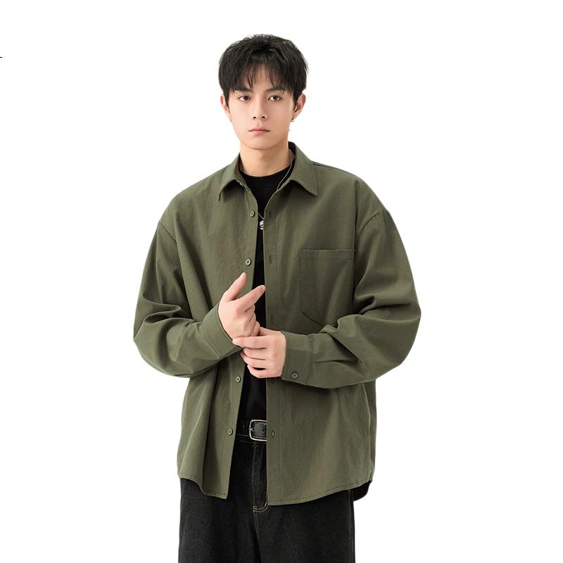 Foss Phil Men's Short Sleeve Shirt Spring Summer American Style Lightweight Solid Color Casual Jacket