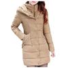 Womens Ladies Warm Plus Size Solid Color Hooded Single Breasted Medium Length Cotton Jacket Waistcoat Slim Cardigan Coat