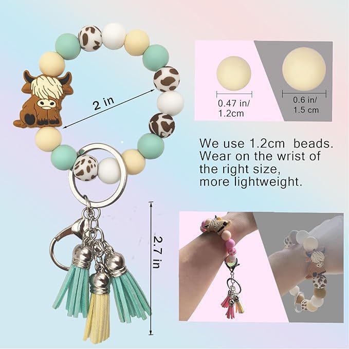 Cross-Border Yak Cartoon Animal Bracelet: Creative Silicone Beads & Tassel Keychain Accessories