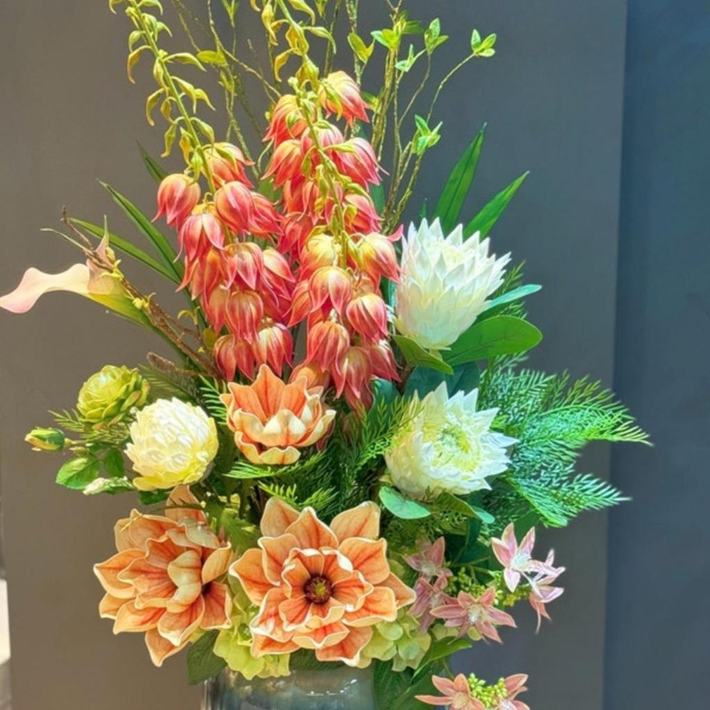 Artificial Silk Flowers for Living Room, Hotel, or Mall Decor - Vase Not Included, Easy to Ship