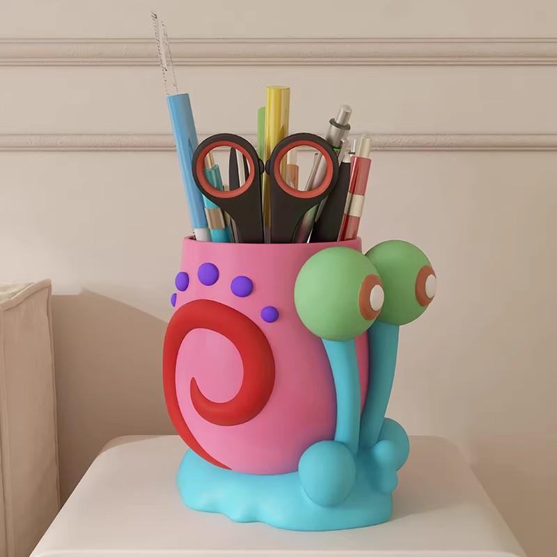 Cute Cartoon Snail Pen Holder Desktop Stationery Organizer Pencil Cup For Kids Students Office School Supplies Gift