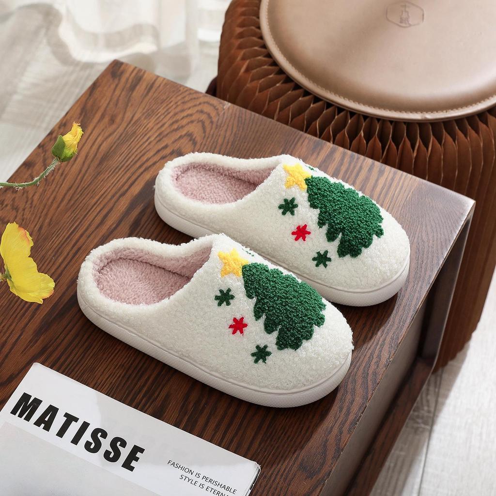 Christmas Grinch Cotton Slippers for Men & Women - Cozy Winter Furry Footwear